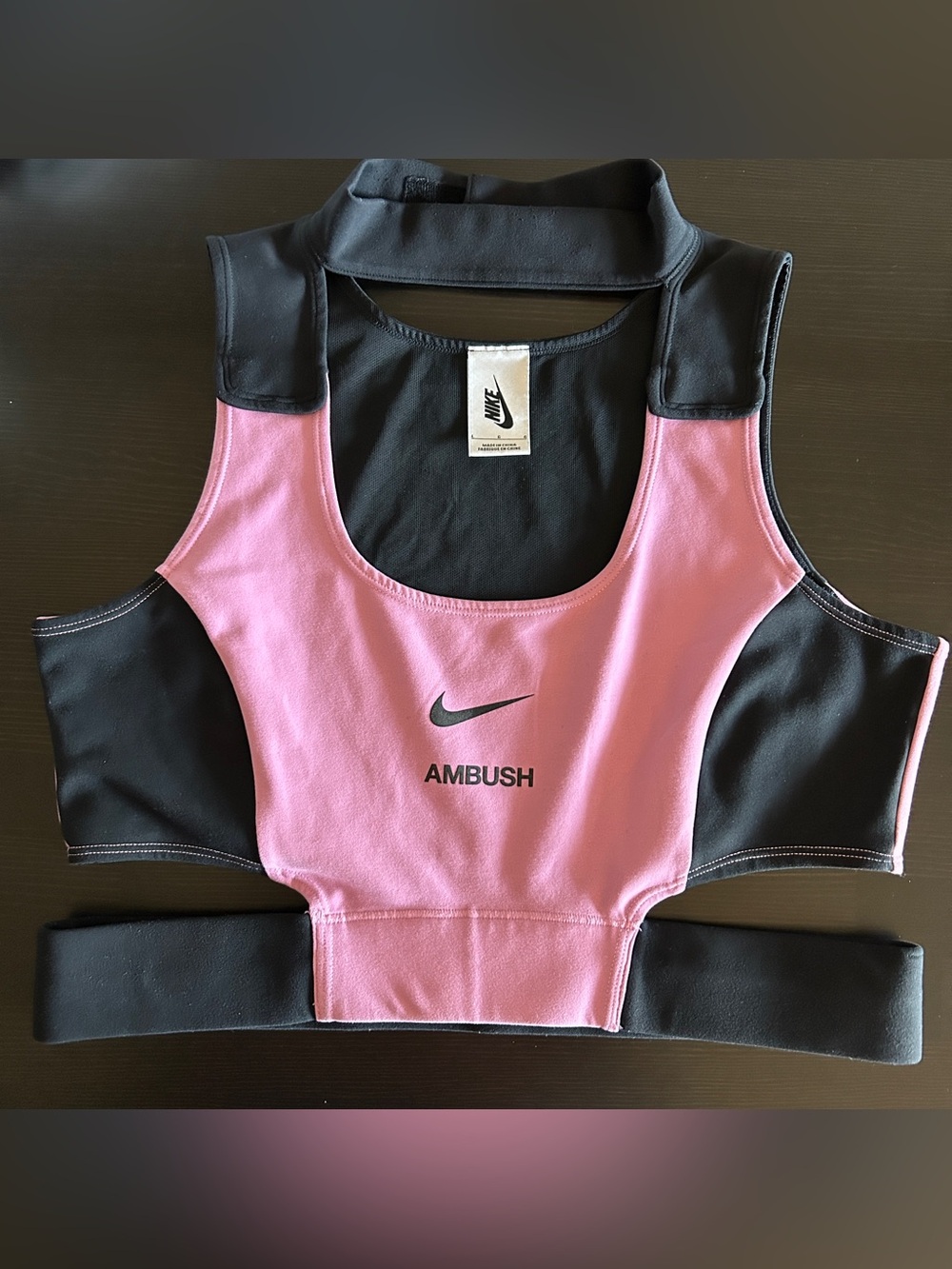 Nike x Ambush Crop Cut-out Tank Top — magic flamingo/black (size large)